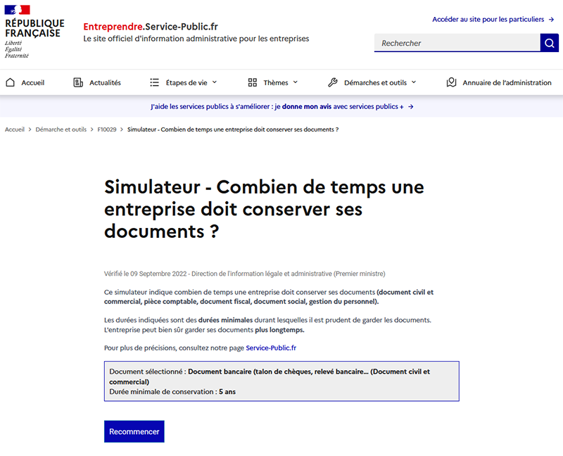 simulateur conserver vos documents